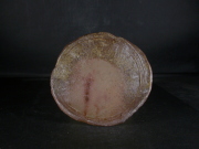 備前焼　登窯　備前焼人気作家　中村　真　緋襷・黄ゴマ石目叩き小皿１