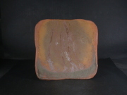 備前焼　登窯　備前焼若手作家　中村　和樹　最新作１８センチ緋襷・黄ゴマ石目叩き緋四方皿２