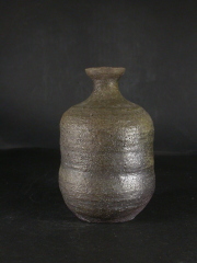 備前焼　穴窯　備前焼物故作家　小山　日出男　伊部手黄ゴマ黒備前徳利３４