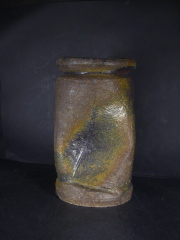 備前焼　穴窯　備前焼物故作家　小山　日出男　伊部手黄ゴマ黒備前花入１５