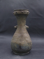 備前焼　穴窯　備前焼物故作家　小山　日出男　伊部手黄ゴマ黒備前花入７