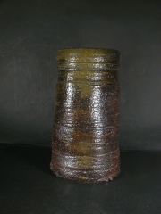 備前焼　穴窯　備前焼物故作家　小山　日出男　伊部手黄ゴマ花入８