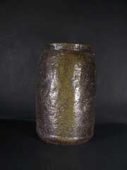 備前焼　穴窯　備前焼物故作家　小山　日出男　伊部手黄ゴマ荒土花入１２