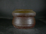 処分品　備前焼　穴窯　備前焼物故作家　小山　日出男　伊部手黄ゴマ小振りな建水・花器１