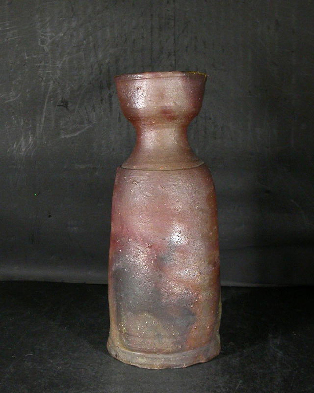 処分品　備前焼　登窯　岡山県無形文化財　二代藤田　龍峰　桟切り花入３