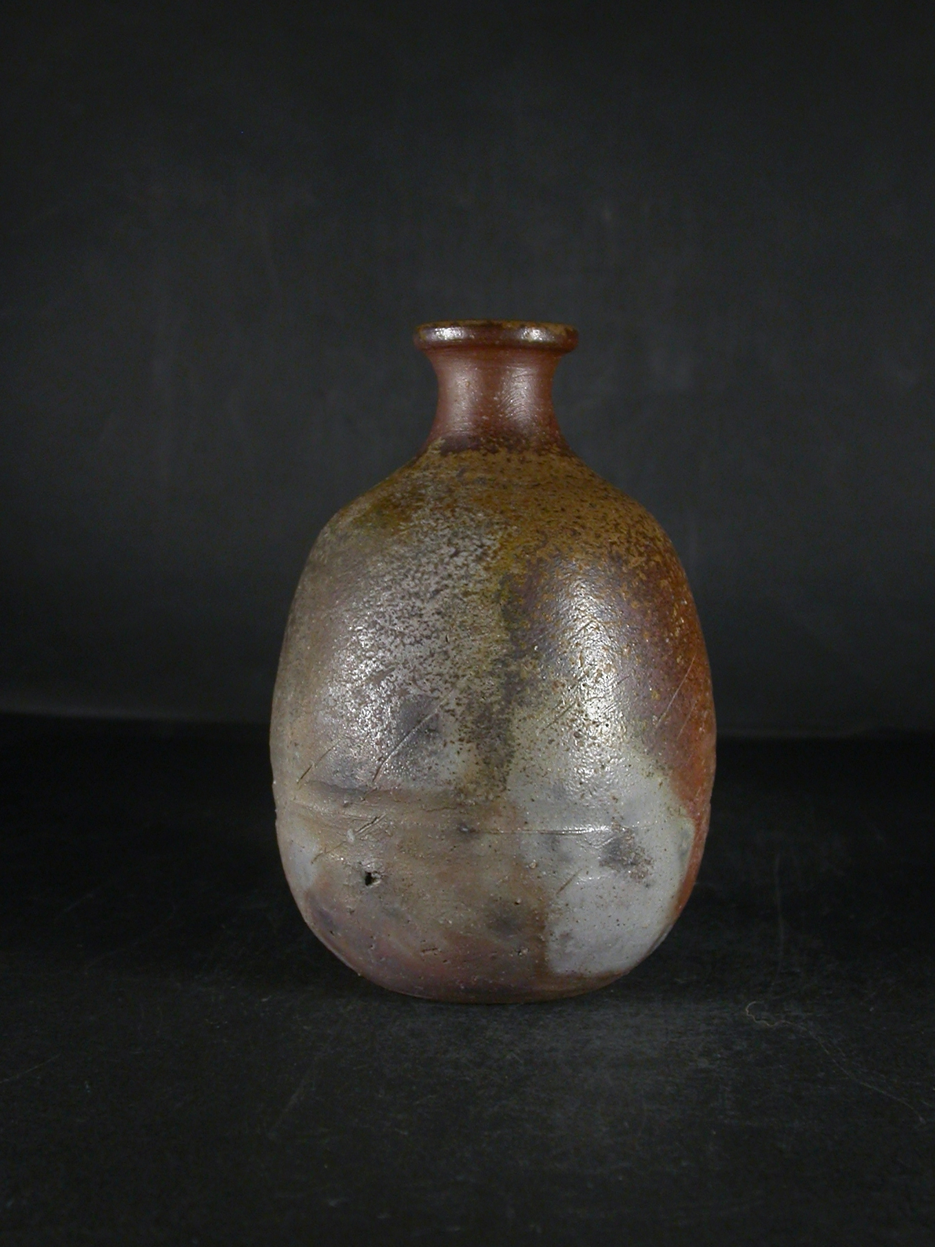 備前焼　登窯　岡山県無形文化財　故伊勢崎　満　晩年作四方桟盛蓋共箱付き桟切・黄ゴマ徳利５