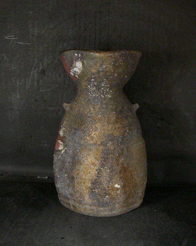 備前焼　登窯　岡山県無形文化財　松井　輿之　共箱付き窯変花入５