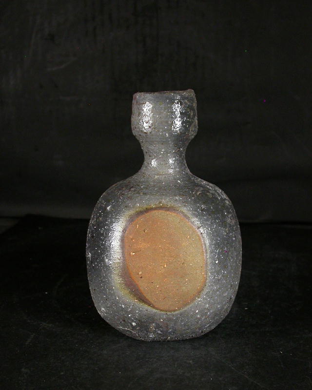 備前焼　登窯　備前市無形文化財　柴岡　紘一　共箱付き青窯変瓢徳利２