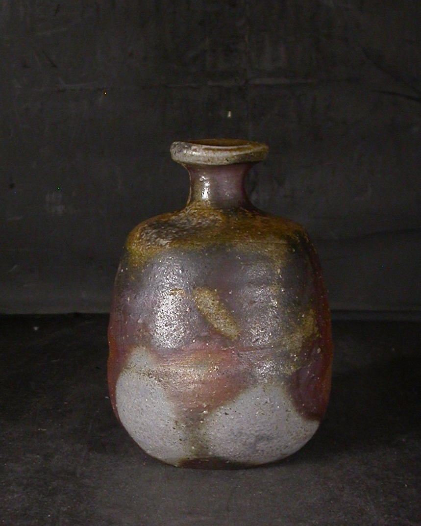 備前焼　登窯　備前市無形文化財　佐藤　苔助　共箱付き桟切り・黄ゴマ徳利１４