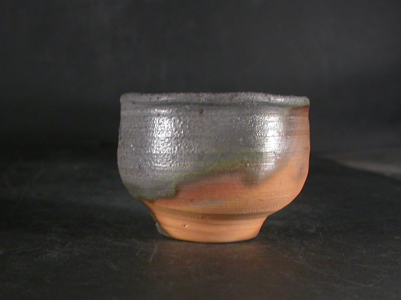 備前焼 登窯 備前市無形文化財 岡田 輝 四方桟共箱付き緋窯変酒杯5