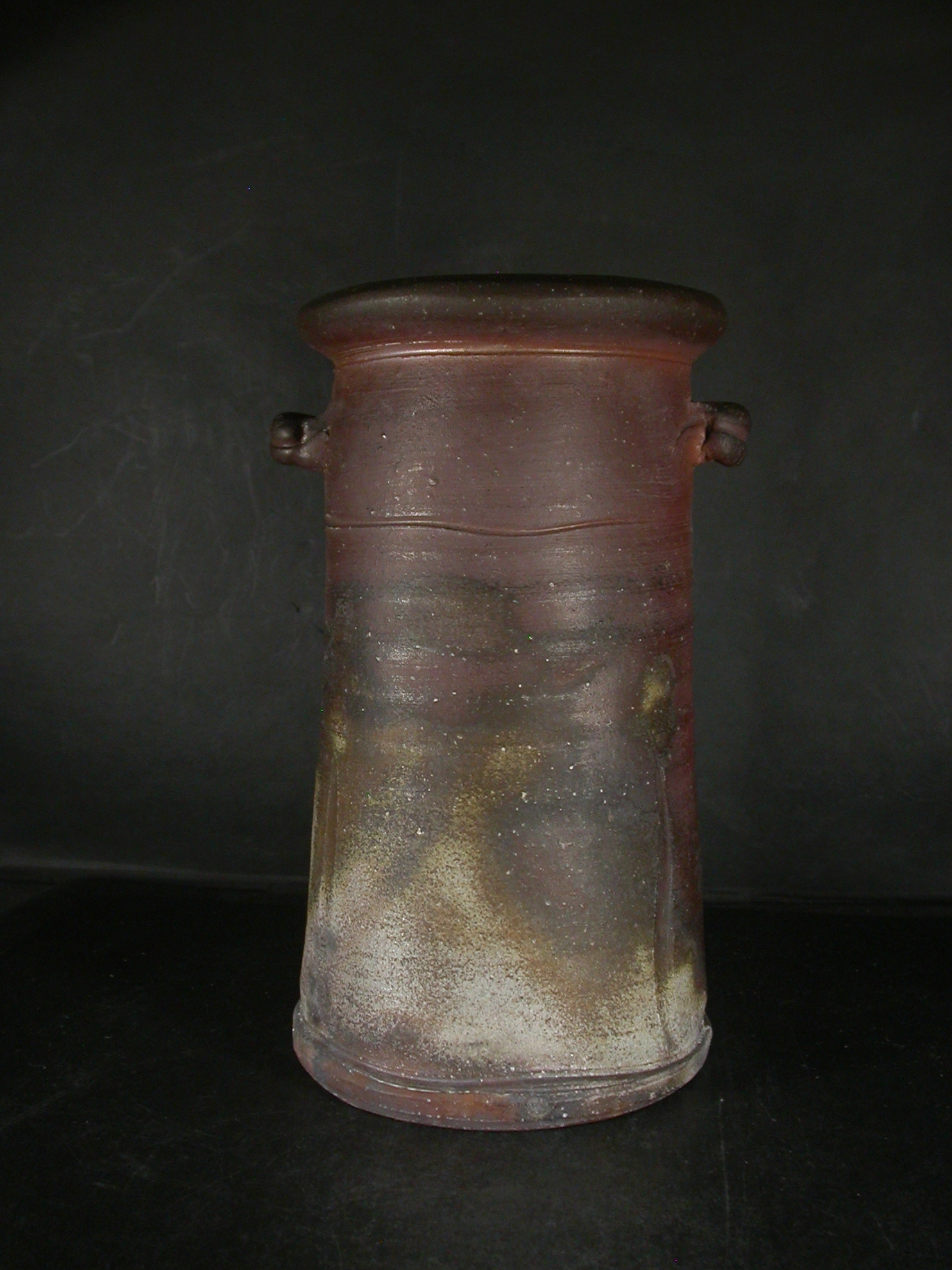 備前焼　登窯　備前焼中堅作家　柴岡　守　共箱付き桟切・黄ゴマ耳付花入８