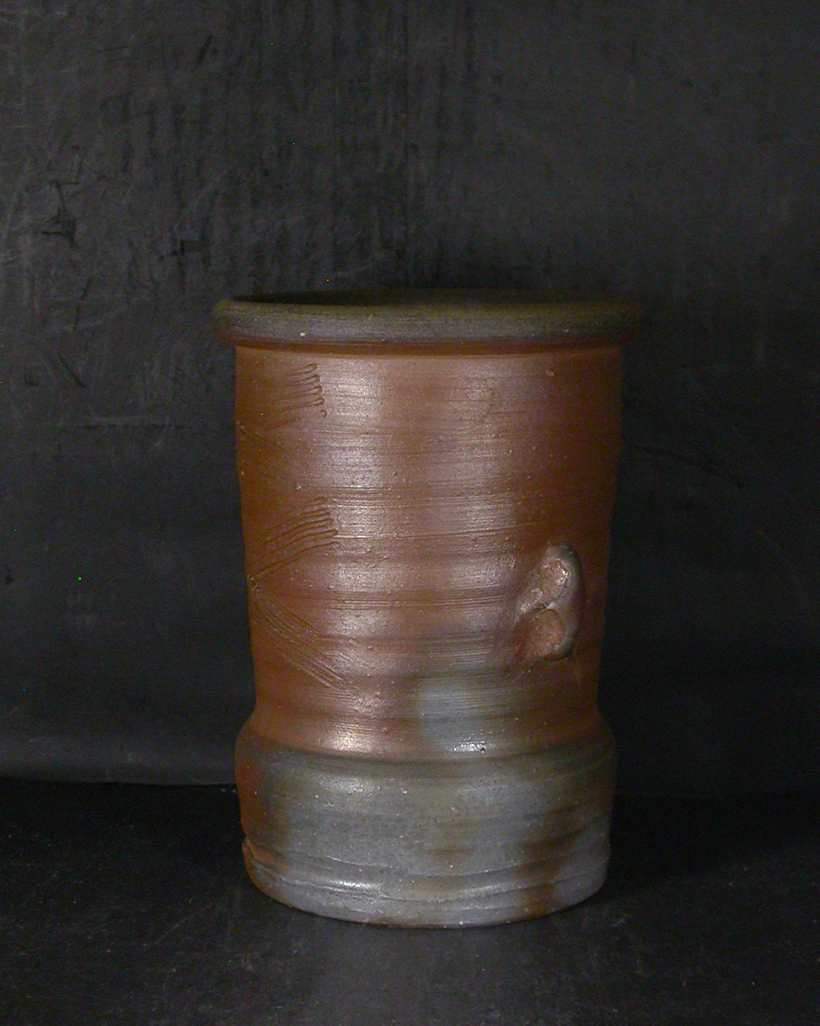 備前焼花入れ  柴田善博 処分品 備前焼 登窯 備前焼中堅作家 柴田 善博 桟切・黄ゴマ花入4