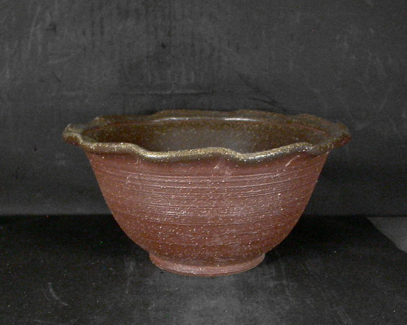 備前焼　穴窯　備前焼中堅作家　獅々堀　達　黄ゴマ輪花大鉢・水盤７