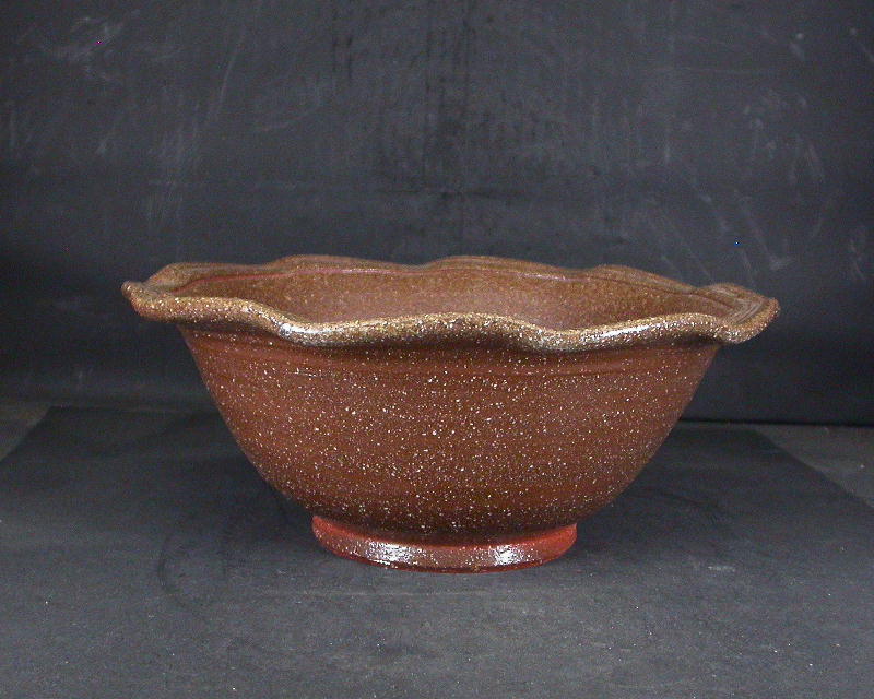 備前焼　穴窯　備前焼中堅作家　獅々堀　達　輪花大鉢・水盤１