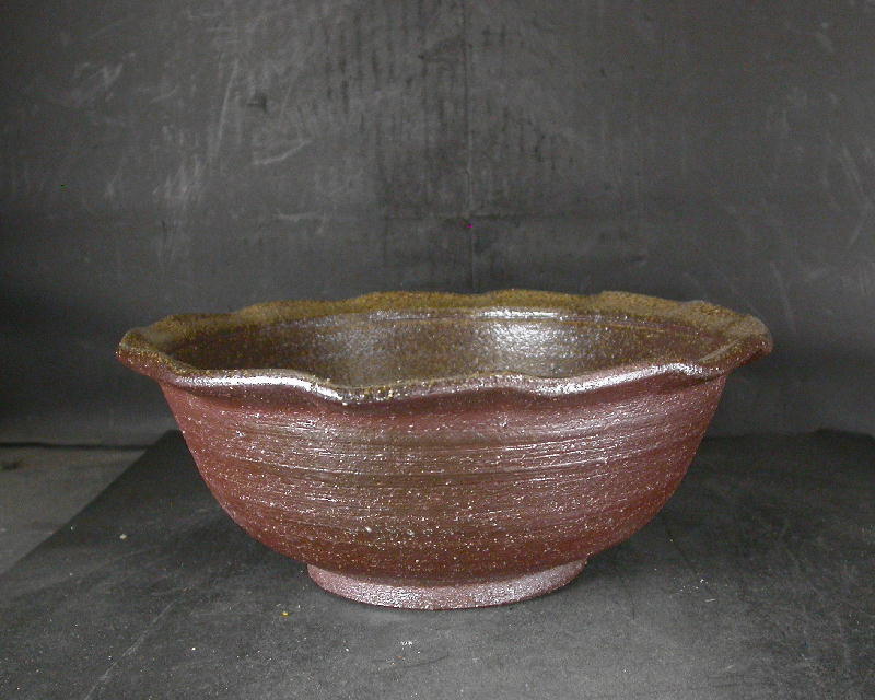 備前焼　穴窯　備前焼中堅作家　獅々堀　達　黄ゴマ輪花大鉢・水盤９