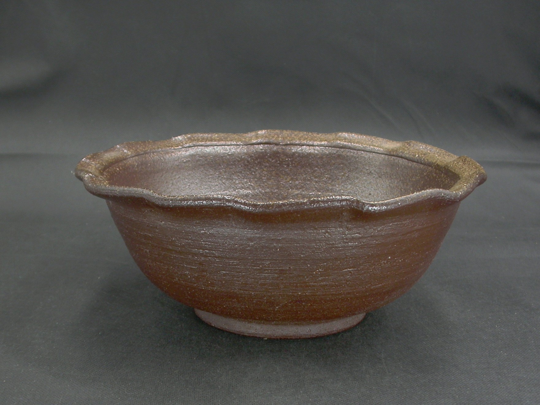 備前焼　穴窯　備前焼中堅作家　獅々堀　達　黄ゴマ輪花大鉢・水盤９