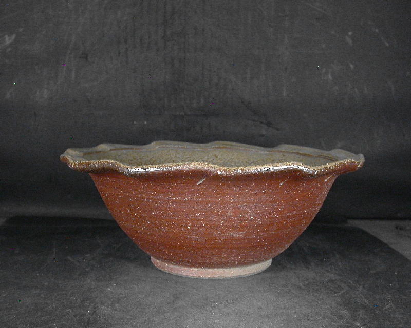 備前焼　穴窯　備前焼中堅作家　獅々堀　達　黄ゴマ輪花大鉢・水盤１１