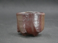 処分品　備前焼　穴窯　備前焼異色作家　吉岡　勝巳　最新作緋襷・黄ゴマ面取り・鎬ぐい呑７