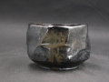 備前焼　登窯　備前焼物故作家　的野　求　黄ゴマ面取り・鎬黒備前抹茶茶碗５