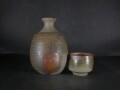 備前焼　登窯　備前焼物故作家　榊原　茂　共箱付き桟切酒器セット４