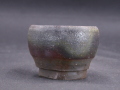 備前焼　登窯　備前焼物故作家　二代小山　一草　共箱付き桟切・黄ゴマぐい呑１
