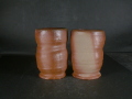 備前焼　登窯　備前焼中堅作家　福島　一夫　共箱付き緋襷ビール他グラス２個組１