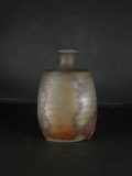 茶道具　備前焼　竹子窯　西川政美作　茶入　仕覆付　共箱　V　R6651 茶道具 備前焼 竹子窯 西川政美作 茶入 仕覆付 共箱 V R6651