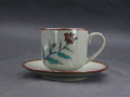 九谷焼　九谷　陶秀　皿付き花絵コーヒーカップ１