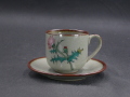 九谷焼　九谷　陶秀　皿付き花絵コーヒーカップ１