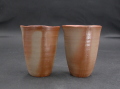 備前焼　備前焼窯元　南燦窯　平田　吉己　共箱付きビール他グラス２個組１