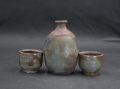 備前焼　登窯　備前焼窯元　松園　共箱付き桟切酒器セット２