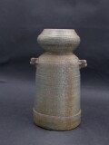 備前焼　登窯　備前焼中堅作家　藤森　陶志　共箱付き黄・青ゴマ耳付き花入１