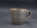 備前焼　備前焼中堅作家　竹内　靖之（山本）　最新作金彩・焦げ茶のゴマ青備前手付きカップ７