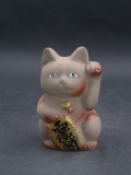 備前焼　備前焼中堅作家　片岡　聖観　 緋襷招き猫置物・ペン立て・花入１