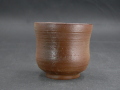 処分品　備前焼　登窯　備前焼中堅作家　片岡　聖観　緋襷・焦げ茶のゴマ湯呑１７