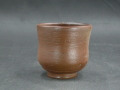 処分品　備前焼　登窯　備前焼中堅作家　片岡　聖観　焦げ茶のゴマ湯呑３７