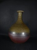 備前焼　登窯　備前市無形文化財　佐藤　苔助　共箱付き１．６升黄ゴマ焼酎保存用長首蕪大徳利・花入２