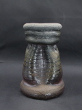 備前焼　登窯　備前焼中堅作家　榊原　啓司（伊勢崎）　共箱付き黄・青ゴマ花入２
