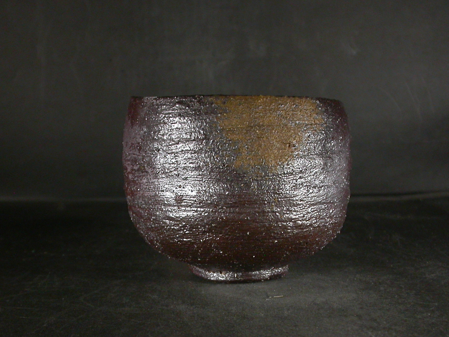 備前焼　穴窯　備前焼物故作家　小山　日出男　伊部手黄ゴマ轡抹茶茶碗５