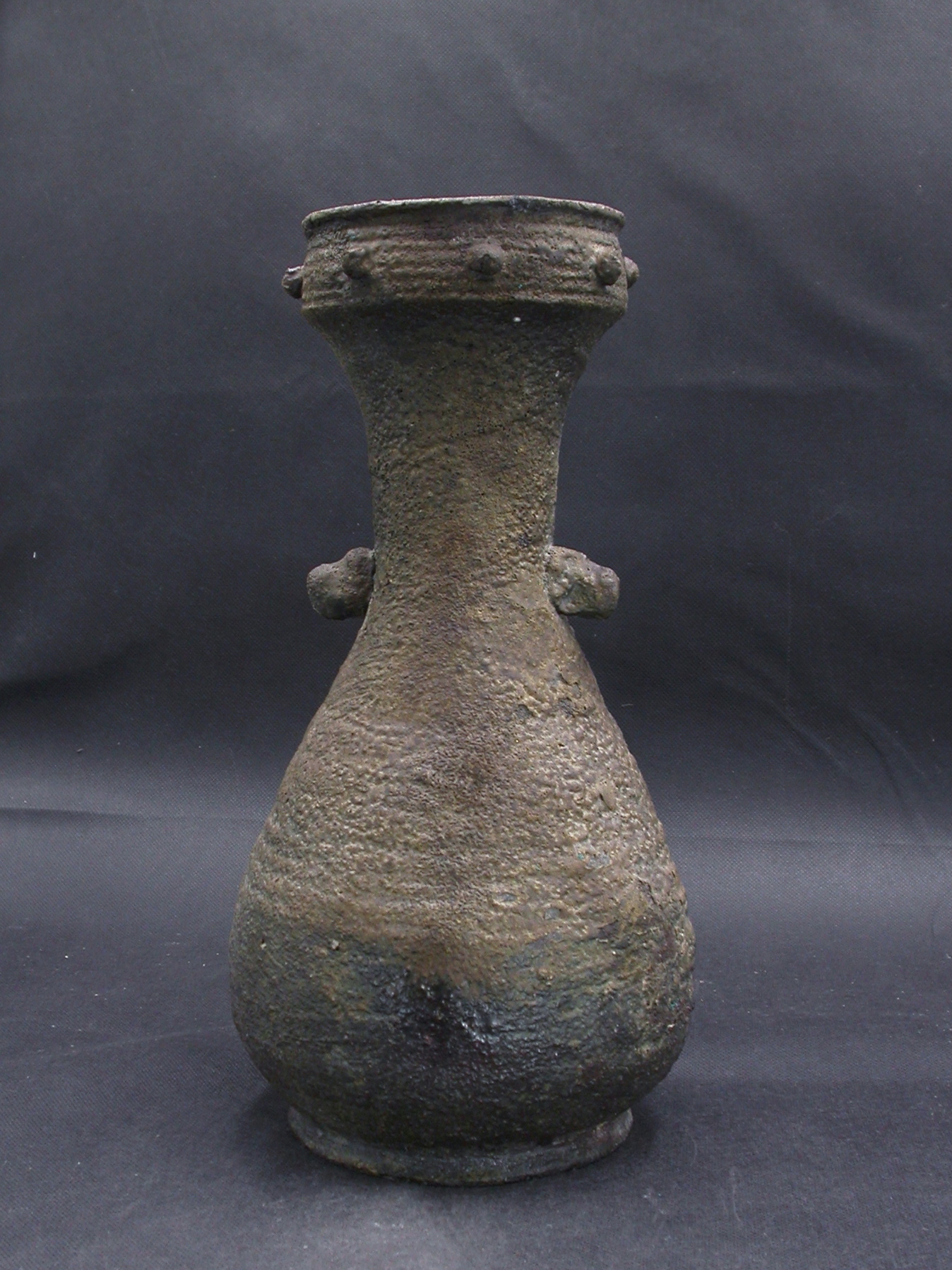 備前焼　穴窯　備前焼物故作家　小山　日出男　伊部手黄ゴマ黒備前花入７