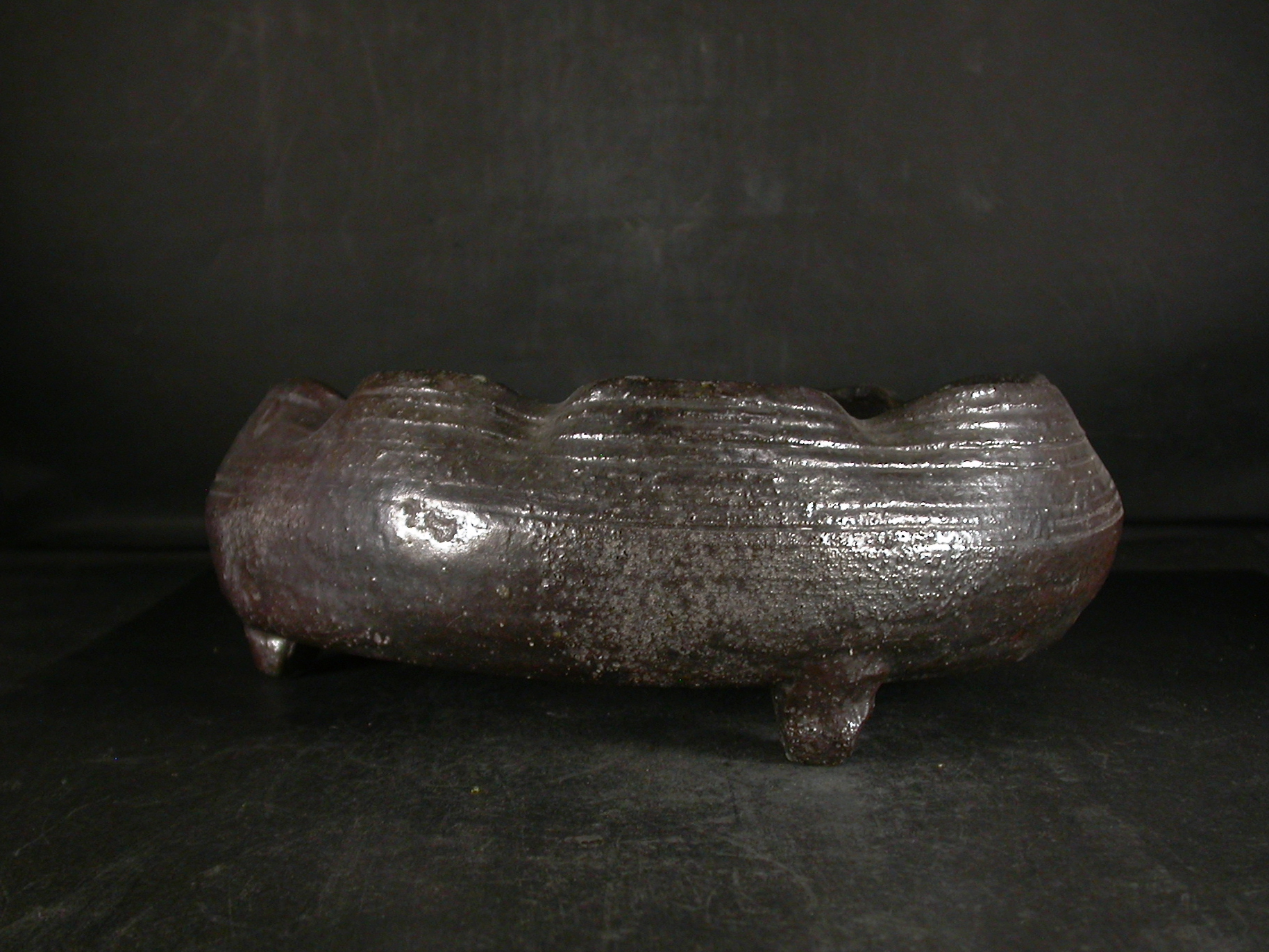 備前焼 穴窯 備前焼物故作家 小山 日出男 伊部手黄ゴマ黒備前三つ足大