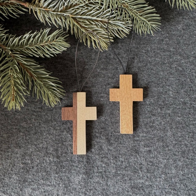 木製オーナメント　十字架（1個）カラー選択