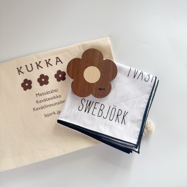 巾着付きギフトセットB（手鏡ウォールナット・オリジナルロゴハンカチ）