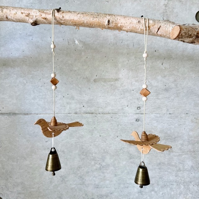 白樺の鳥 ベル付きオーナメント