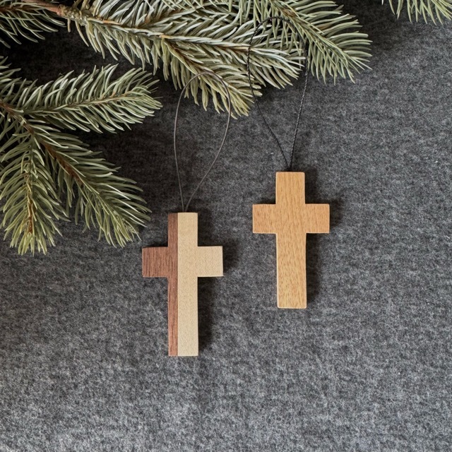 木製オーナメント　十字架（1個）カラー選択