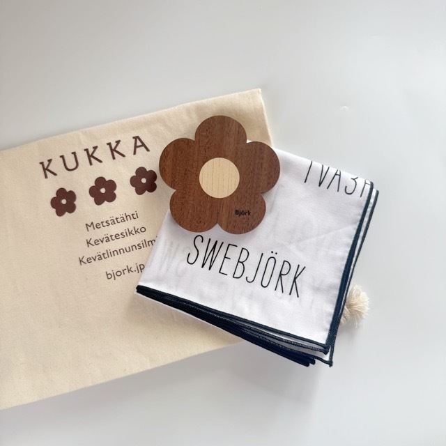 巾着付きギフトセットB（手鏡ウォールナット・オリジナルロゴハンカチ）