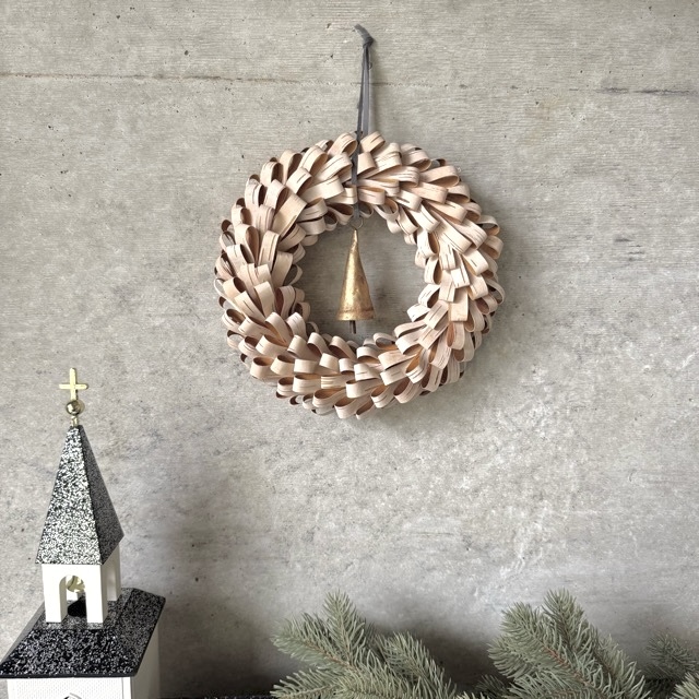 白樺のループリース　大（直径22ｃｍ）　リボン細め