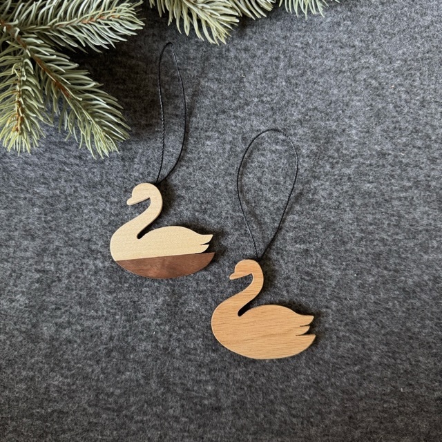 木製オーナメント　白鳥（1個）カラー選択