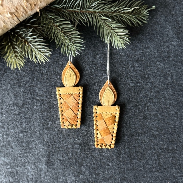 白樺の平織り　キャンドルのオーナメント（1個）