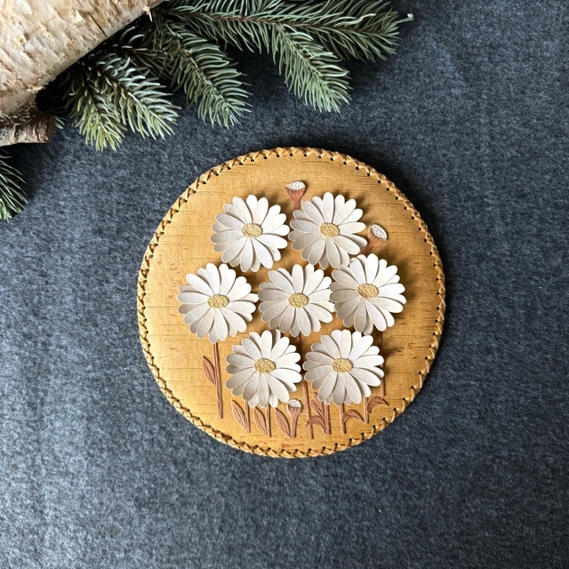 白樺　カモミール壁掛け　丸型